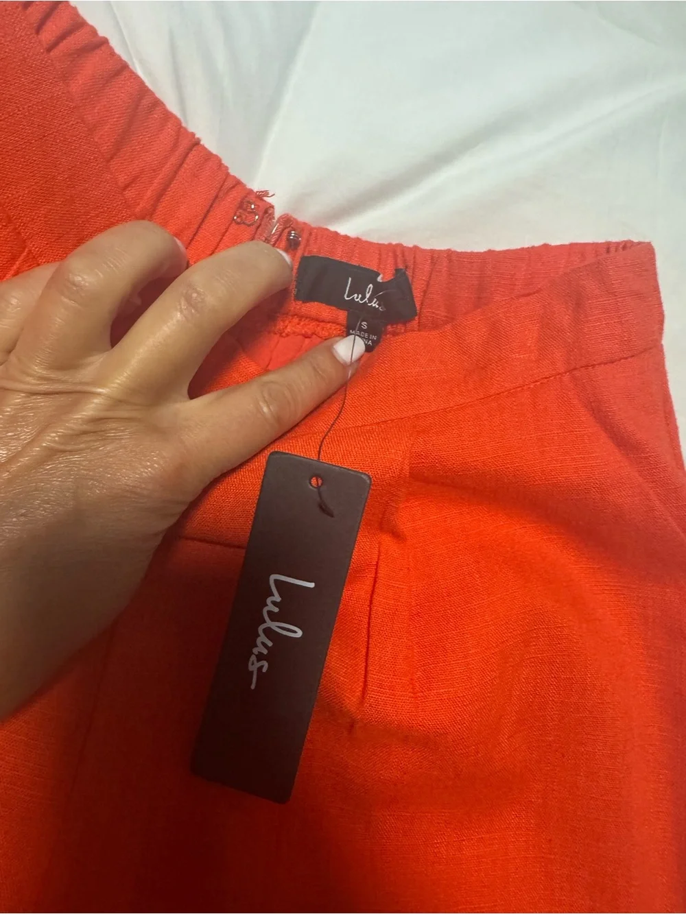 Lulu's Bright Orange Wide-Leg Palazzo Pants with matching crop top
